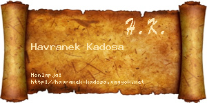 Havranek Kadosa névjegykártya